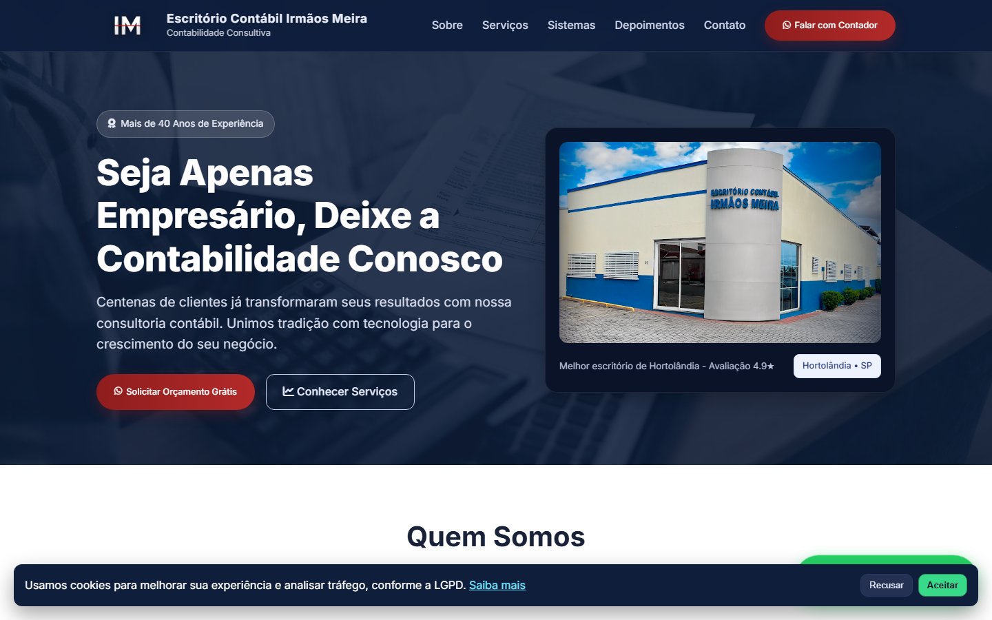 Screenshot do projeto Irmãos Meira